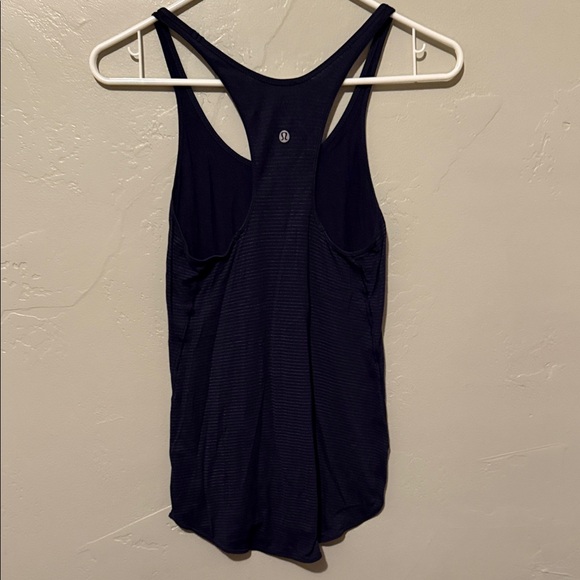 lululemon athletica Navy Pin-Striped Racerback Tank Top 4 - Picture 3 of 5